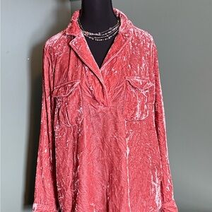 J. Crew Velvet Button Down Shirt in Coral